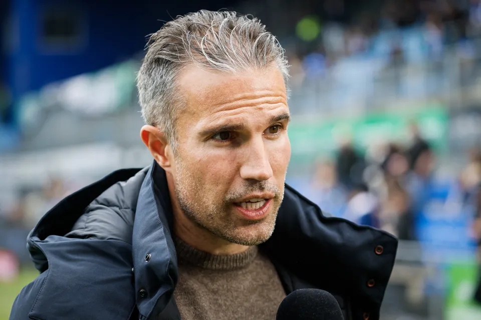 Robin van Persie speaks to the media within the Dutch Eredivisie football match between PEC Zwolle and Feyenoord
