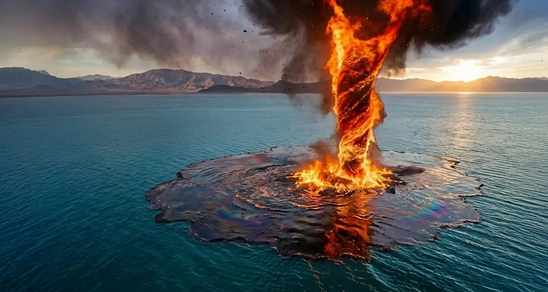 Giant fire tornadoes could clean up oil spills faster with less pollution