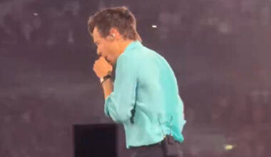 Harry Styles collapses to the ground during Wembley gig