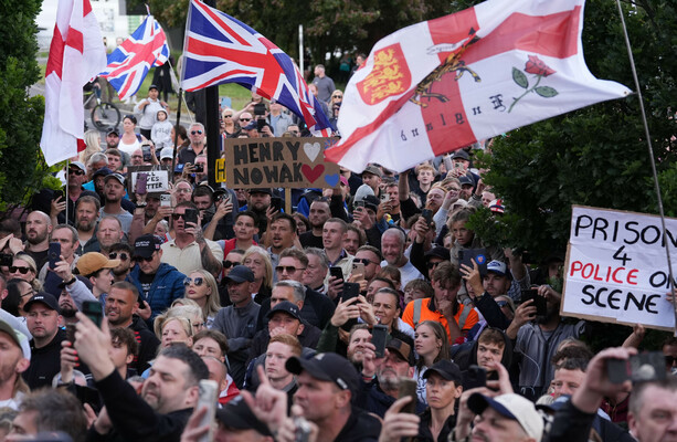 Police in the UK pelted with projectiles at rally over college student's murder - The Journal