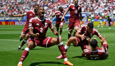 Qatar captain heads 94th-minute equaliser to earn country's first World Cup point