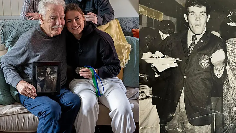 Icon Katie Taylor visits Donegal man who boxed in Croke Park