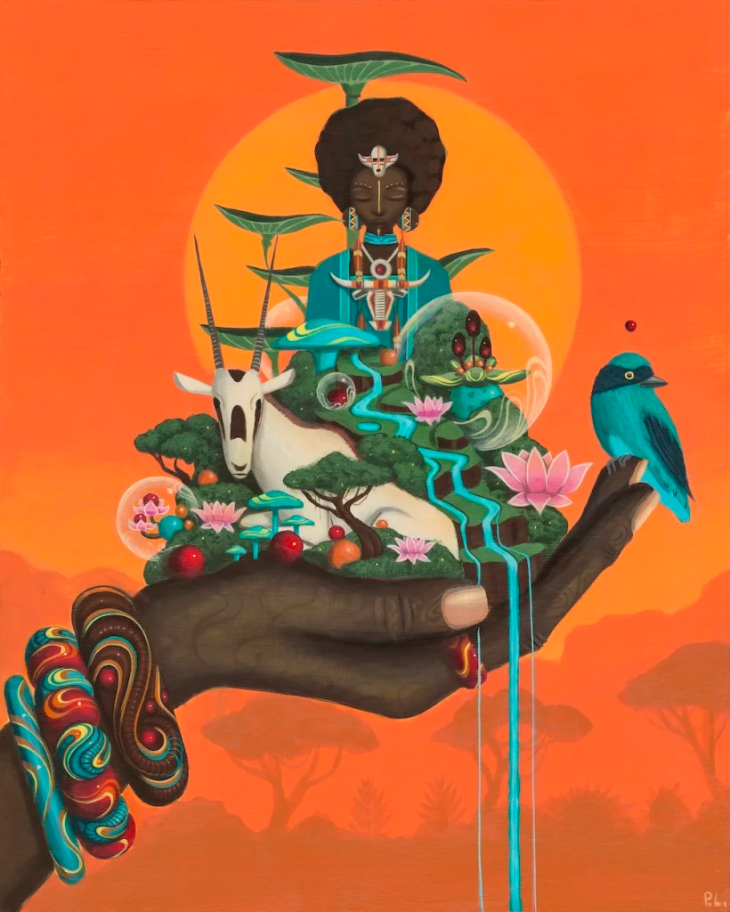 Paul Lewin, Messages in the Roots, Acrylic on wood, 24” x 30”