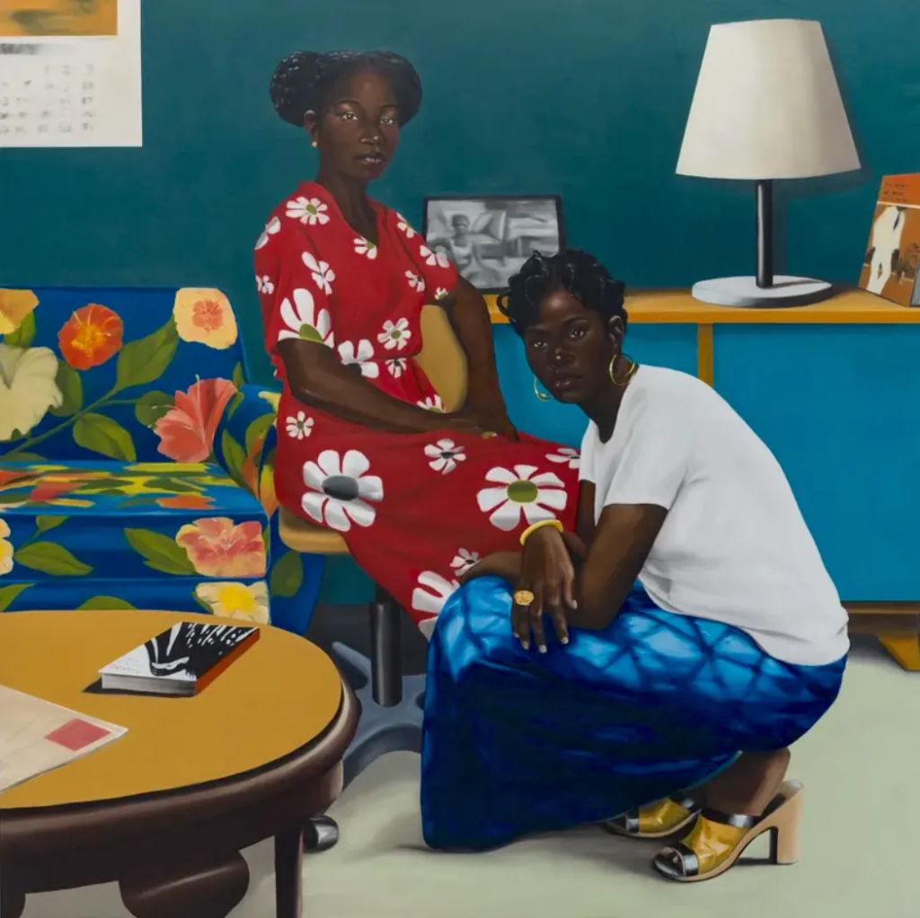 Peter Uka (Nigeria, b. 1975), "Dawn Dreamers," oil on canvas, 2025; photo: Mariane Ibrahim Gallery.