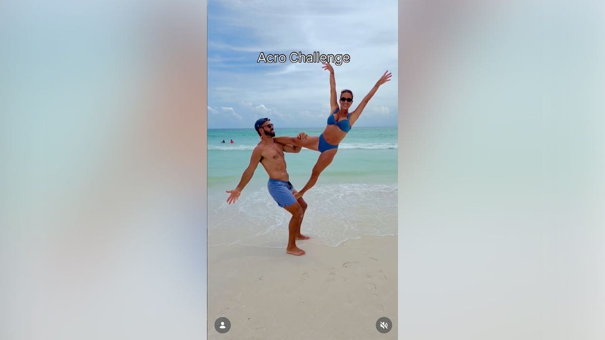 Jessie James Decker and her husband on the beach in an Instagram video