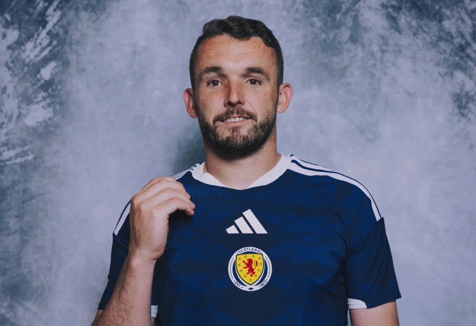 John mcGinn poses in Scotland kit ahead of World Cup