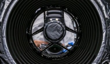 Image of the primary mirror of the Nancy Grace Roman Space Telescope. (Credit: NASA/Sydney Rohde)