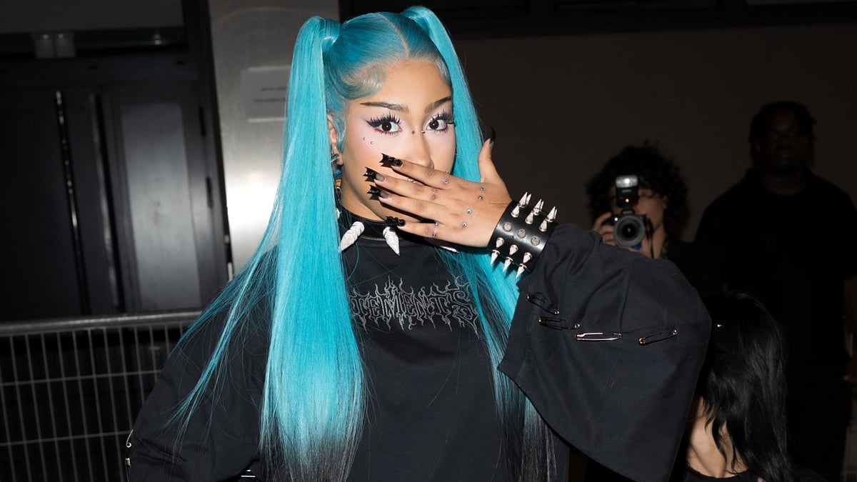 North West Shows Off Blue Hair & Edgy Nails in Black Grunge Look at Vetements Show During Paris Fashion Week - Just Jared - Celebrity News and Gossip
