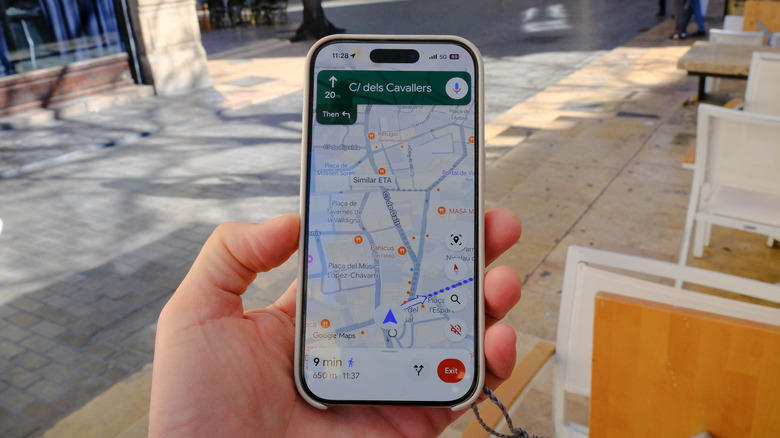 A smartphone showing directions in Google Maps
