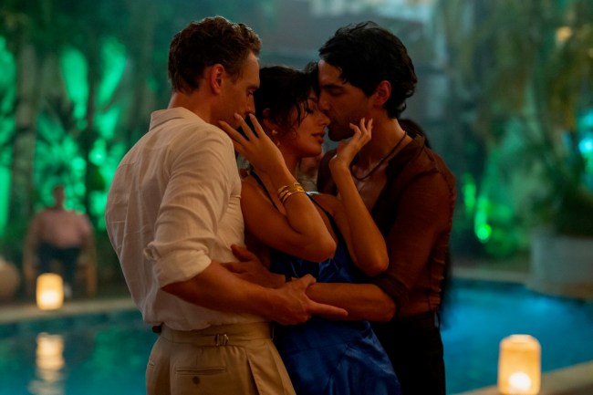 Tom Hiddleston as Jonathan Pine, Camila Morrone as Roxana, Diego Calva as Teddy