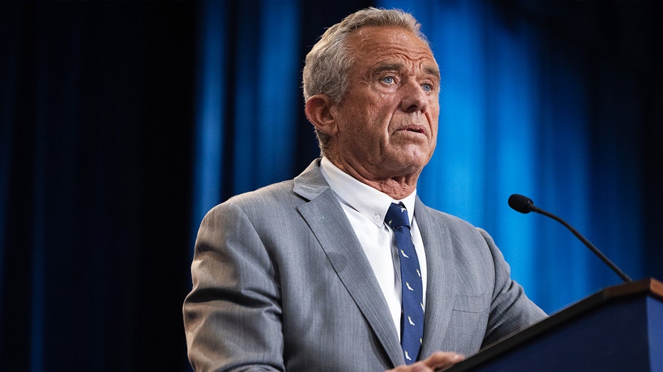 Health and Human Services Secretary Robert F. Kennedy Jr. speaks at a news conference on removing synthetic dyes from America's food supply, at the Health and Human Services Headquarters in Washington, DC on April 22, 2025.