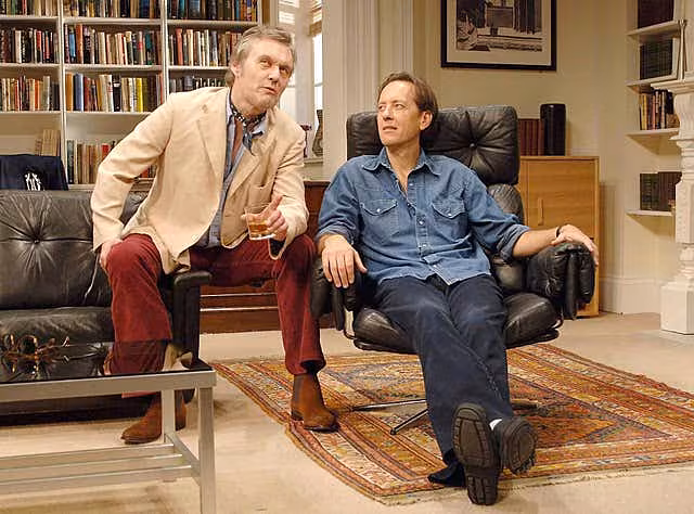 With Richard E Grant at a photocall for the stage production Otherwise Engaged in 2005
