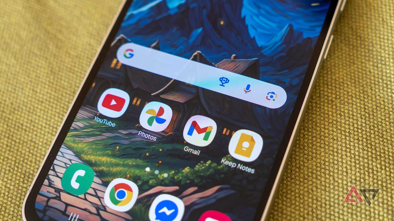 A Closeup of the Google Search widget on the home screen.