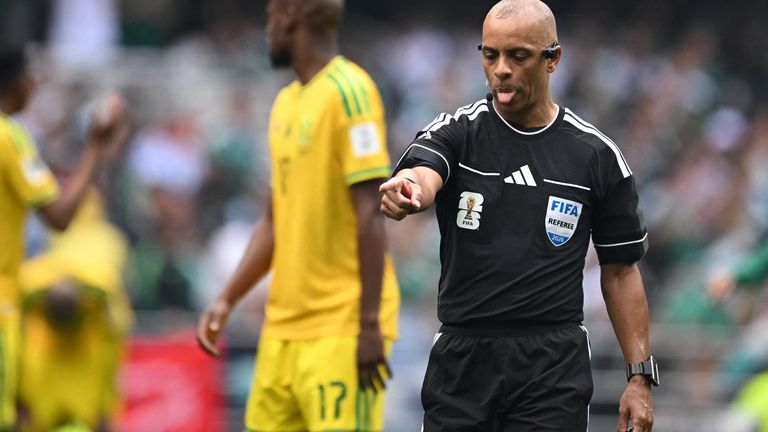 Brazilian referee Wilton Sampaio - who officiated England's World Cup 2022 loss to France - showed off some of the new rules 