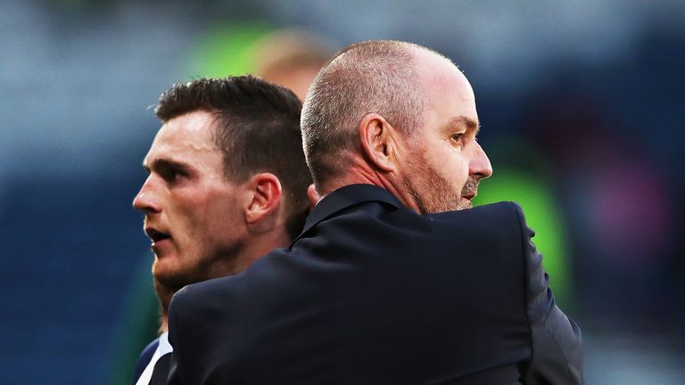 Steve Clarke congratulates Andy Robertson