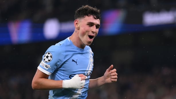 MANCHESTER, ENGLAND - NOVEMBER 5: Manchester City's Phil Foden celebrates after scoring the third goal of his team during the UEFA Champions League 2025/26 League Phase MD4 match between Manchester City and Borussia Dortmund at City of Manchester Stadium on November 5, 2025 in Manchester, England. (
