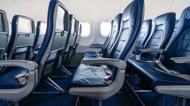 Empty seats in an airplane