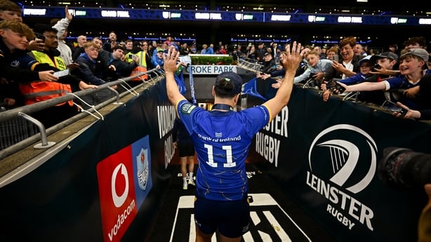19 June 2026; James Lowe of Leinster walks into the tunnel after the United Rugby Championship grand final match between Leinster and Vodacom Bulls at Croke Park in Dublin. Photo by David Fitzgerald/Sportsfile