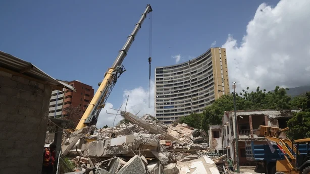 LA GUAIRA, VENEZUELA - JULY 01: Work continues to remove the debris as part of the search and rescue efforts at a collapsed building Rita after earthquakes struck Venezuela and other regions in the Caribbean on July 1, 2026 in La Guaira, Venezuela. According to the U.S. Geological Survey (USGS), the