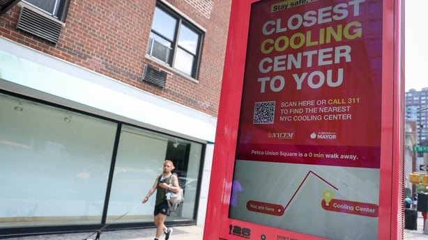 A sign for a cooling centre in new york