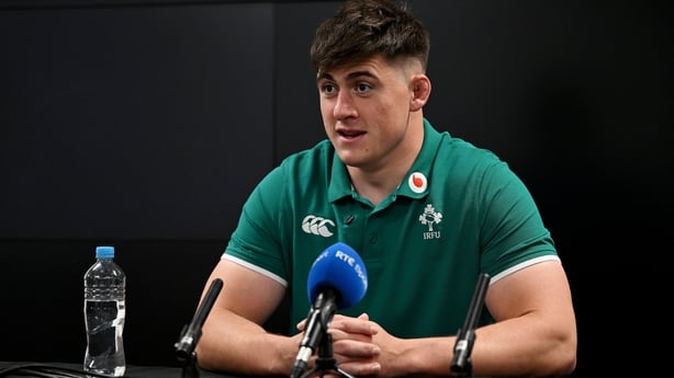 3 July 2026; Captain Dan Sheehan speaks to the media during a media conference after the Ireland Rugby captain's run at Allianz Stadium in Sydney, Australia. Photo by Brendan Moran/Sportsfile