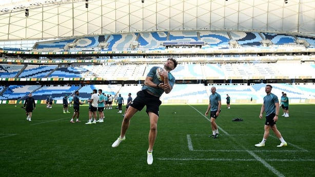 3 July 2026; Hugo Keenan during the Ireland Rugby captain's run at Allianz Stadium in Sydney, Australia. Photo by Brendan Moran/Sportsfile