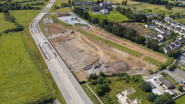 An aerial view of the site at Mungret Park