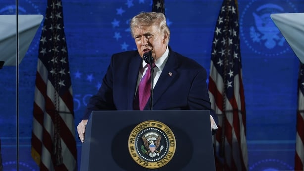 U.S. President Donald Trump speaks during a rally at Mount Rushmore