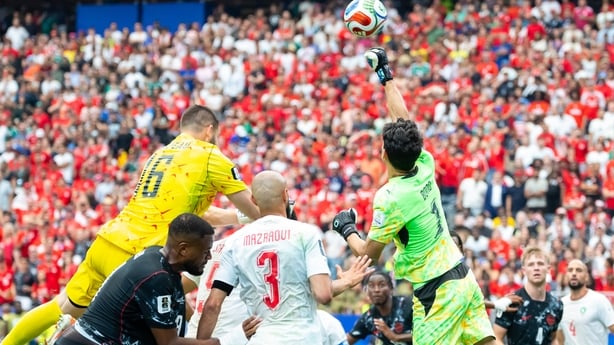 HOUSTON, TEXAS - JULY 4: Yassine Bounou #1 of Morocco clears the ball during the FIFA World Cup 2026 Round Of 16 match between Canada and Morocco at Houston Stadium on July 4, 2026 in Houston, United States. (Photo by Joe Buvid/ISI Photos/ISI Photos via Getty Images)
