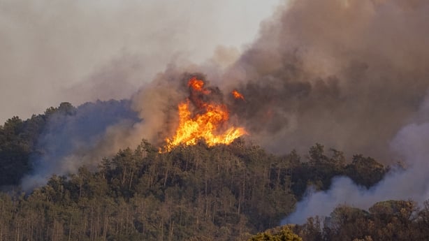 View of the fire in La Bisbal d'Emporda, in Cruilles-Sant Sadurni de l'Heura, Girona, Catalonia, Spain