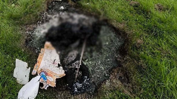The remains of a burnt dog found by the NSPCA in Ballymun