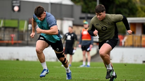 7 July 2026; Dan Sheehan, left, and Billy Bohan during an Ireland rugby squad training session at Leichhardt Oval in Sydney, Australia. Photo by Brendan Moran/Sportsfile