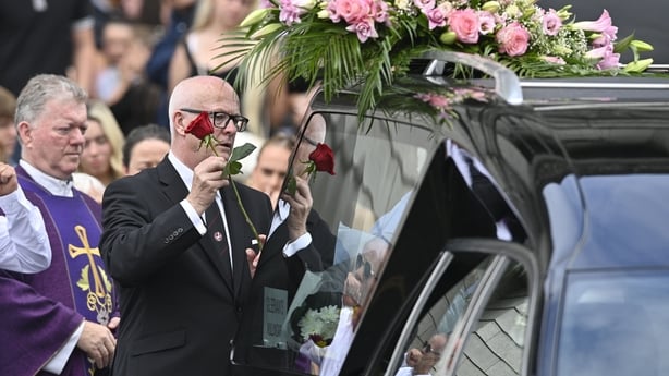 Mourners attend the funeral of Michaela Newcombe, at the Cathedral of Christ the King in Mullingar