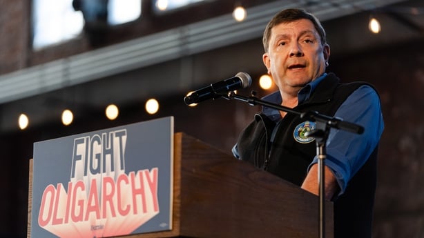 Former State Senator Troy Jackson, a Democrat from Maine and gubernatorial candidate, speaks during a Fighting Oligarchy event with Graham Platner, Democratic US Senate candidate for Maine, not pictured, in Portland, Maine
