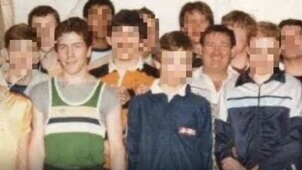 Simon Byrne (green vest) and Patrick Lowe (other man not blurred out) at their boxing club - pic - Sinead Hussey - RTE