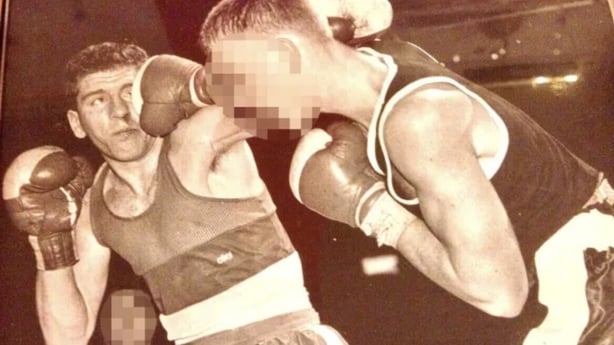 Simon Byrne (L) boxing in his younger days - pic - Sinead Hussey - RTE