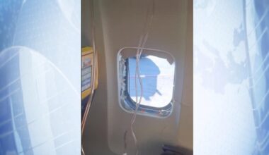 Eyewitness photo shows broken window inside Ryanair plane
