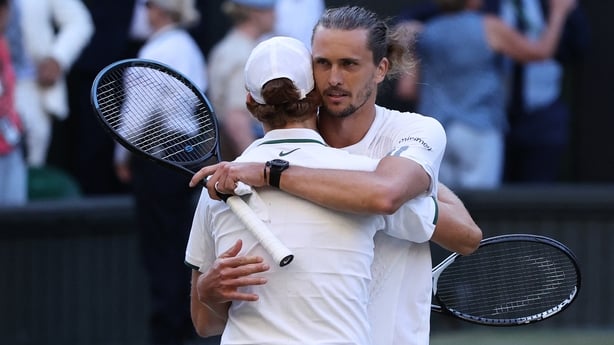 Sinner hugs Germany's Alexander Zverev