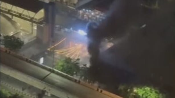 Smoke rising from a fire in Bangkok