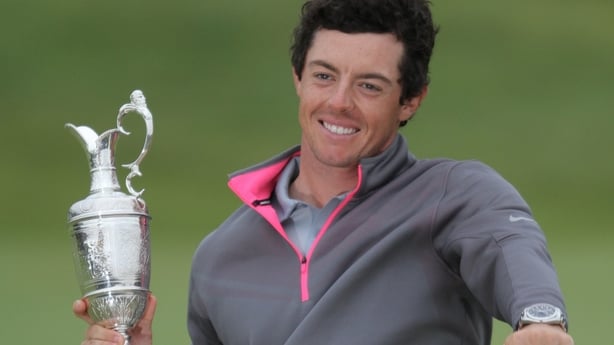 HOYLAKE, ENGLAND - July 20: Rory Mcllroy of Northern Ireland celebrating with the Claret jug after the final round of the 143rd, Open Golf Championship at Royal Liverpool Golf Club on July 20, 2014 in Hoylake, England . (Photo by Stewart Kendall/Sportsphoto/Allstar via Getty Images)