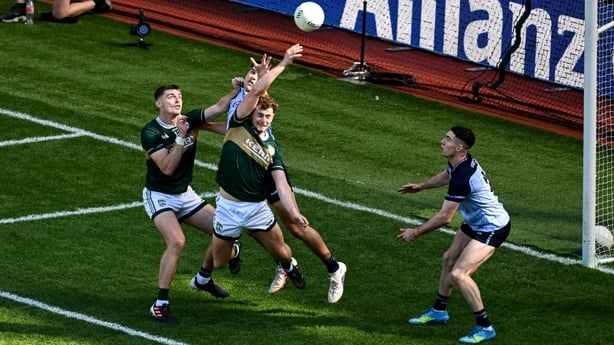 Dublin , Ireland - 12 July 2026; Seán O'Brien of Kerry scores his side's second goal during the GAA Football All-Ireland Senior Championship semi-final match between Dublin and Kerry at Croke Park in Dublin. (Photo By Dáire Brennan/Sportsfile Photo by Daire Brennan/Sportsfile via Getty Images)
