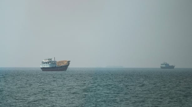 Vessels at the Strait of Hormuz, as seen from Musandam, Oman