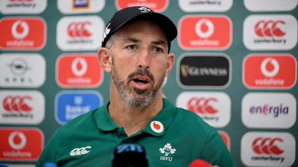 14 July 2026; Assistant coach Andrew Goodman during an Ireland Rugby media conference at the Pullman Hotel in Auckland, New Zealand. Photo by Brendan Moran/Sportsfile