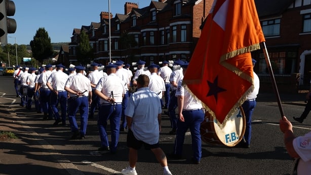 a band marches in a parade