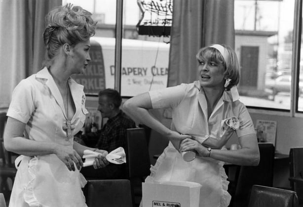 Alice (Ellen Burstyn, right) works as a hash-house waitress with Flo (Diane Ladd, left) in a scene from the movie Alice Doesn't Live Here Anymore. (Photo by Michael Ochs Archives/Getty Images)