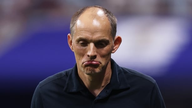ATLANTA, GEORGIA - JULY 15: Thomas Tuchel, Manager of England, reacts during the FIFA World Cup 2026 Semi Final match between England and Argentina at Atlanta Stadium on July 15, 2026 in Atlanta, Georgia. (Photo by Ryan Pierse - FIFA/FIFA via Getty Images)