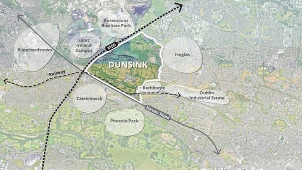 A map showing Dunsink and the surrounding areas in Dublin