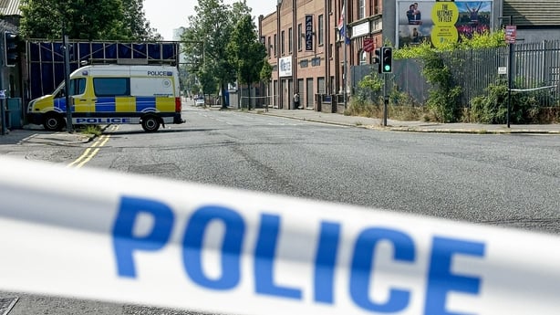 Police officers at the scene of a road traffic collision