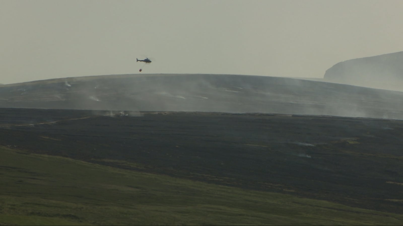 Efforts to dampen wildfire on Wicklow Dublin border