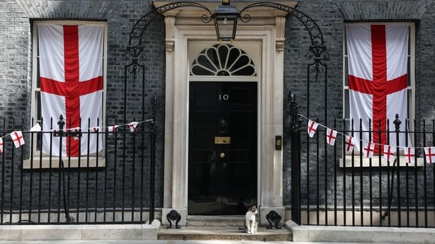 Larry the cat outside Number 10 Downing Street in London, England.
